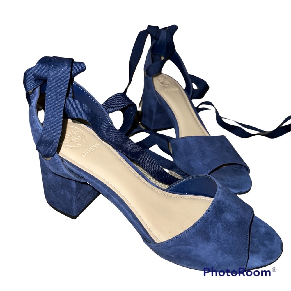 GUESS ankle wrapped tie heels